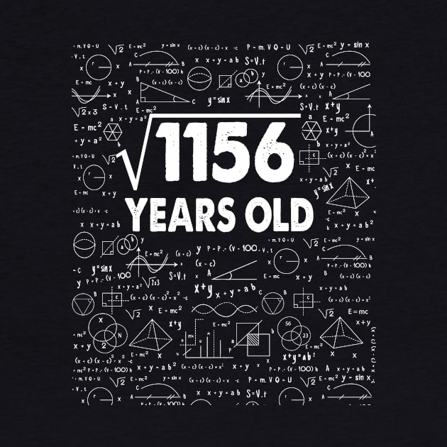 Square Root of 1156 34th Birthday 34 Years Old Math Science Lover Gifts Nerdy Geeky Gift Idea by smtworld